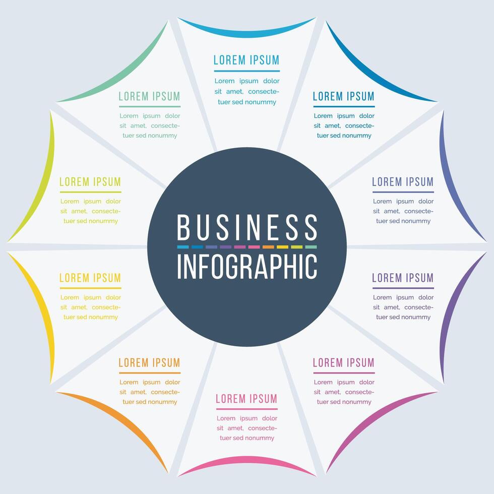 Infographic design 10 Steps, objects, elements or options circle infographic template for business information vector