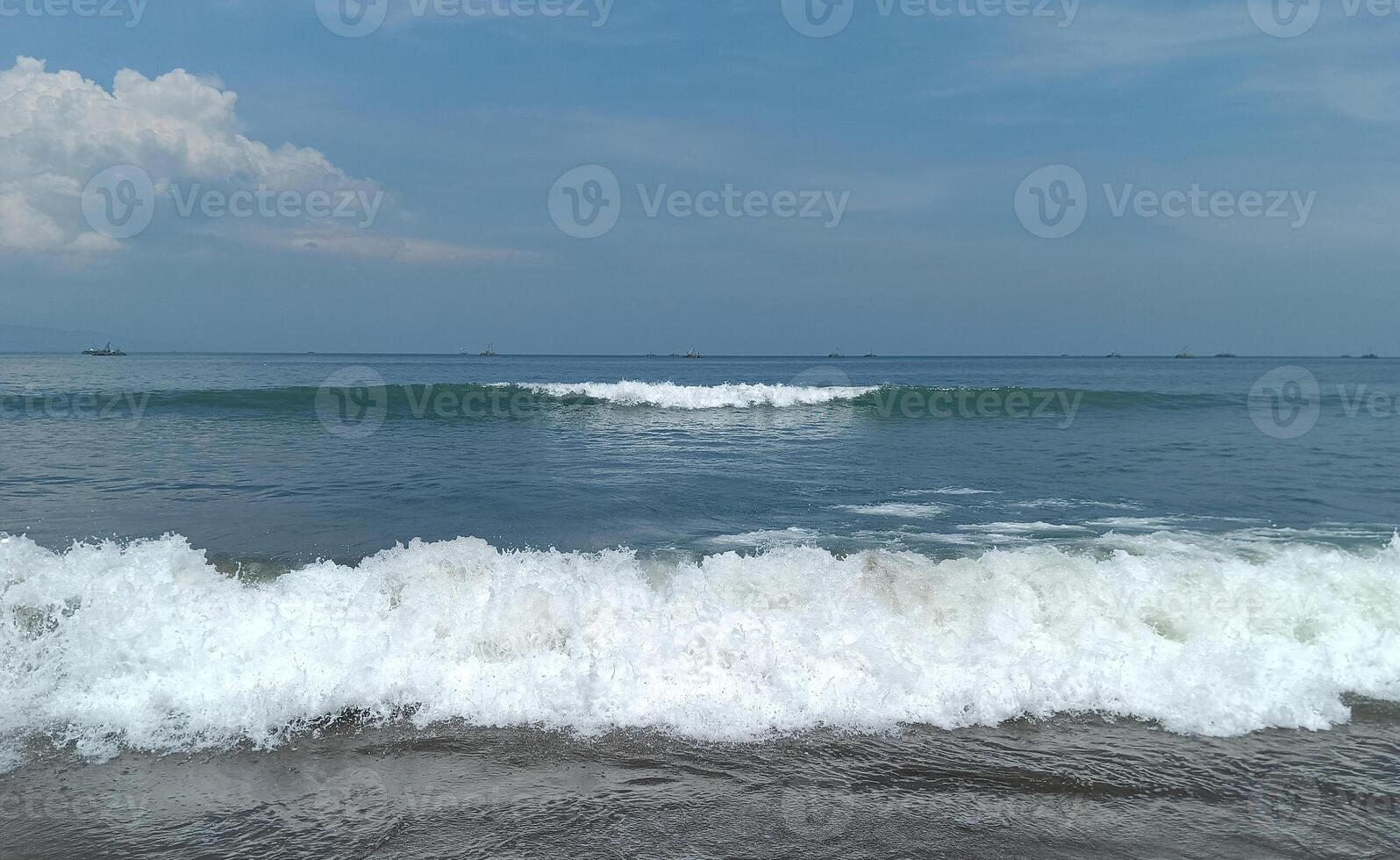 Nature view of the beach and sand in the morning photo