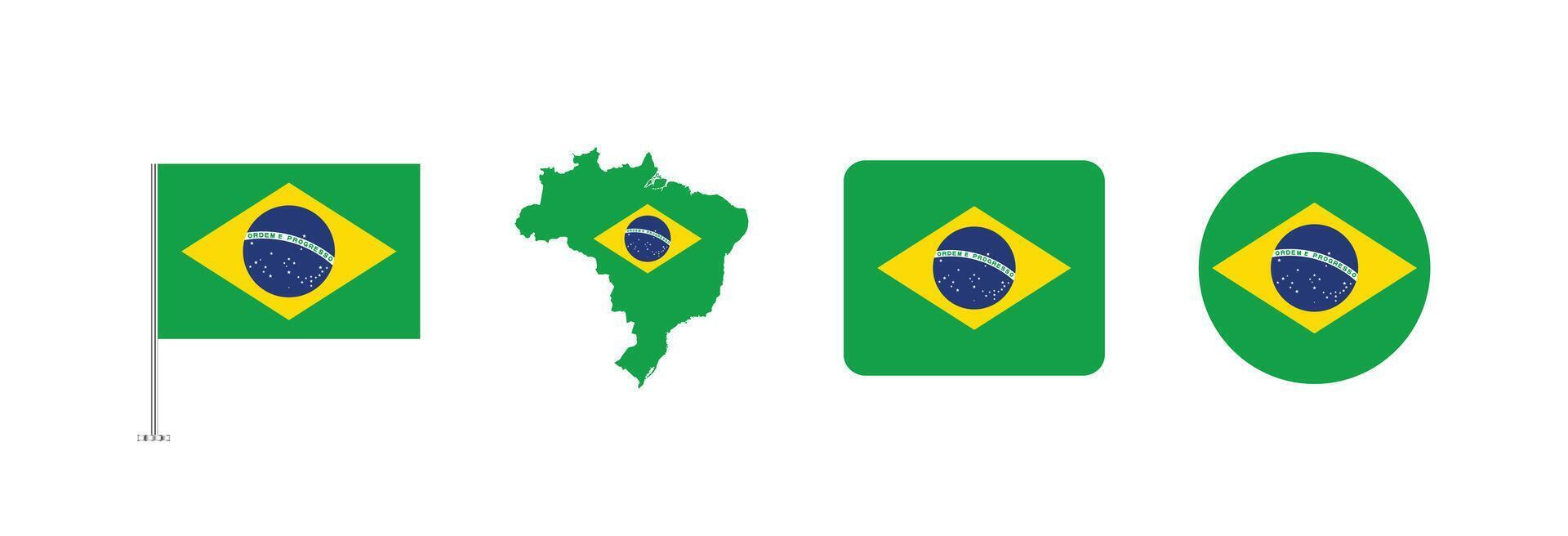 Brazil flag. Set of Brazil Flags Collection. vector