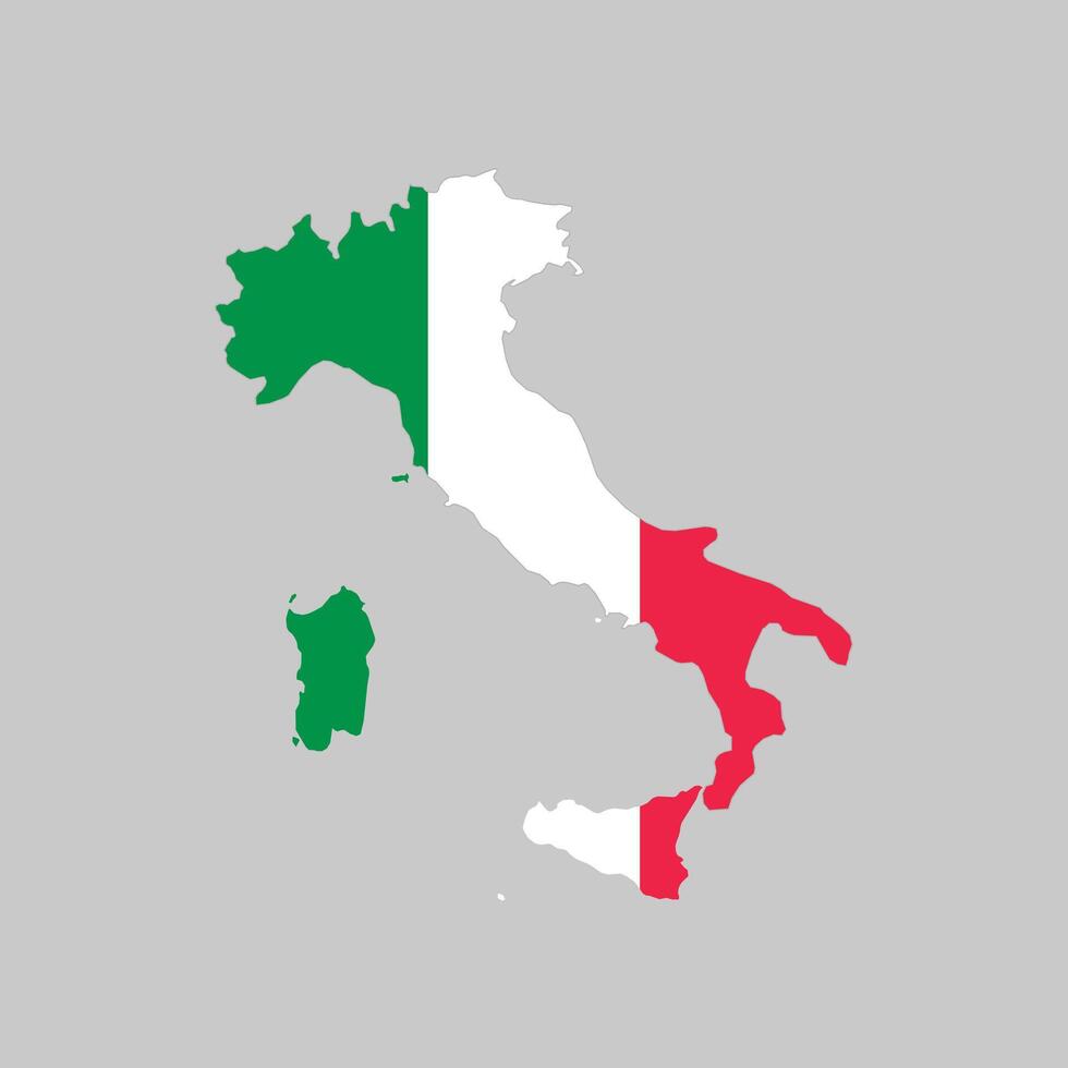 Italy Map. Map of Italy with national Flag. vector