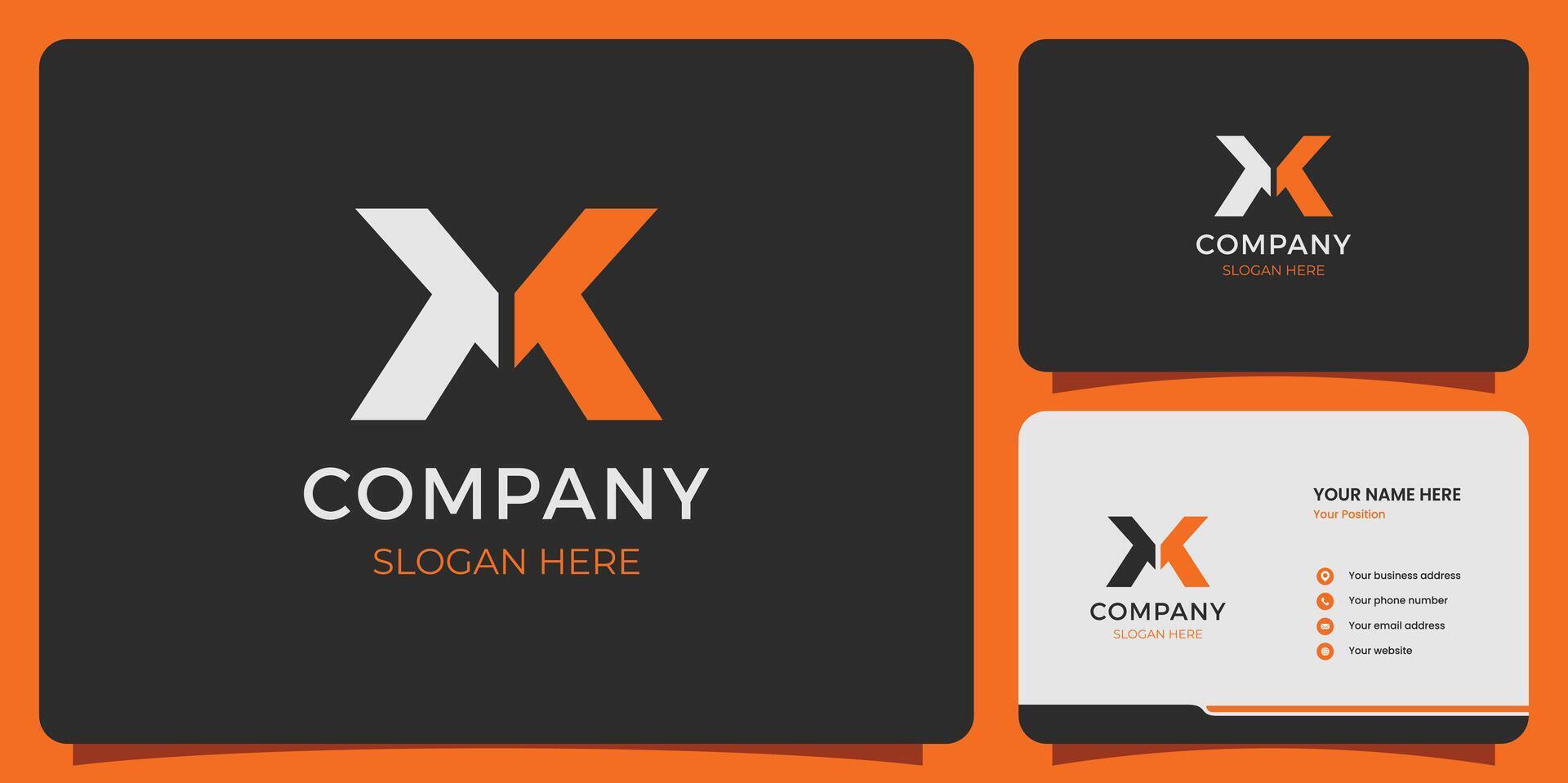 Letter XK design illustration company logo design and business card template vector