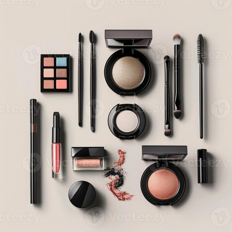 Make up set cosmetics, minimal background photo