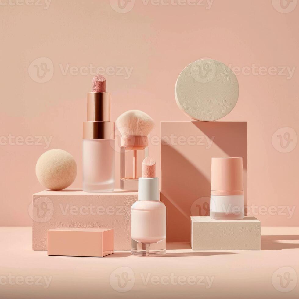 Make up set cosmetics, minimal background photo