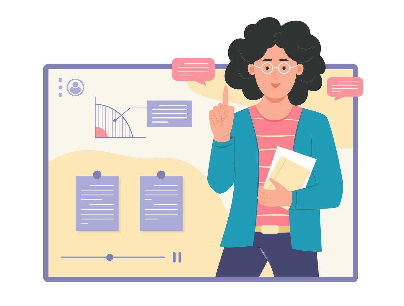 Teacher Man Doing Online Teaching for E-Learning and Education Concept Illustration vector