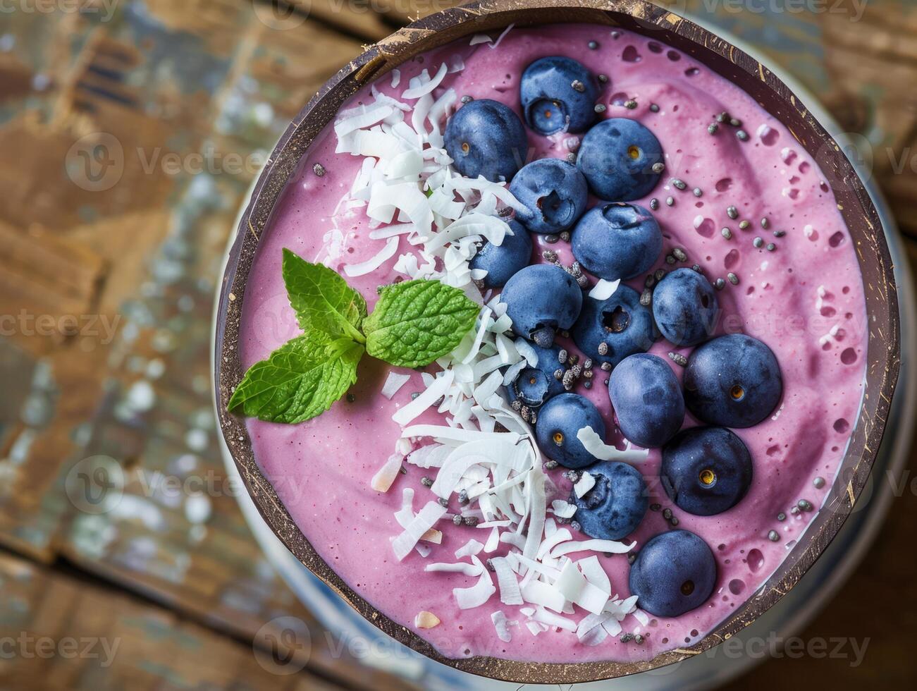 Tasty smoothie breakfast with fruits and berries, healthy food photo