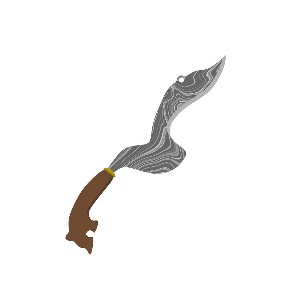 Kujang indonesian traditional weapon flat design illustration isolated on white background, traditional knives from the Sundanese tribe in Indonesia. vector