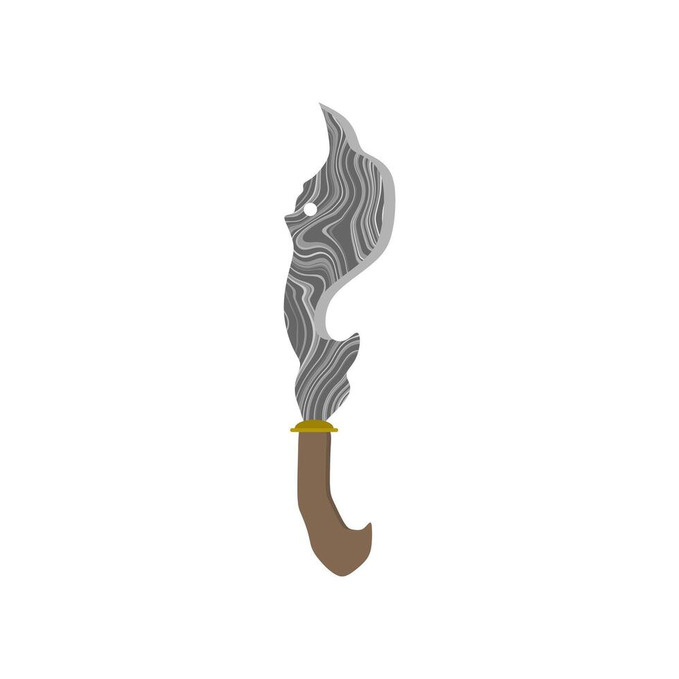 Kujang indonesian traditional weapon flat design illustration isolated on white background, traditional knives from the Sundanese tribe in Indonesia. vector