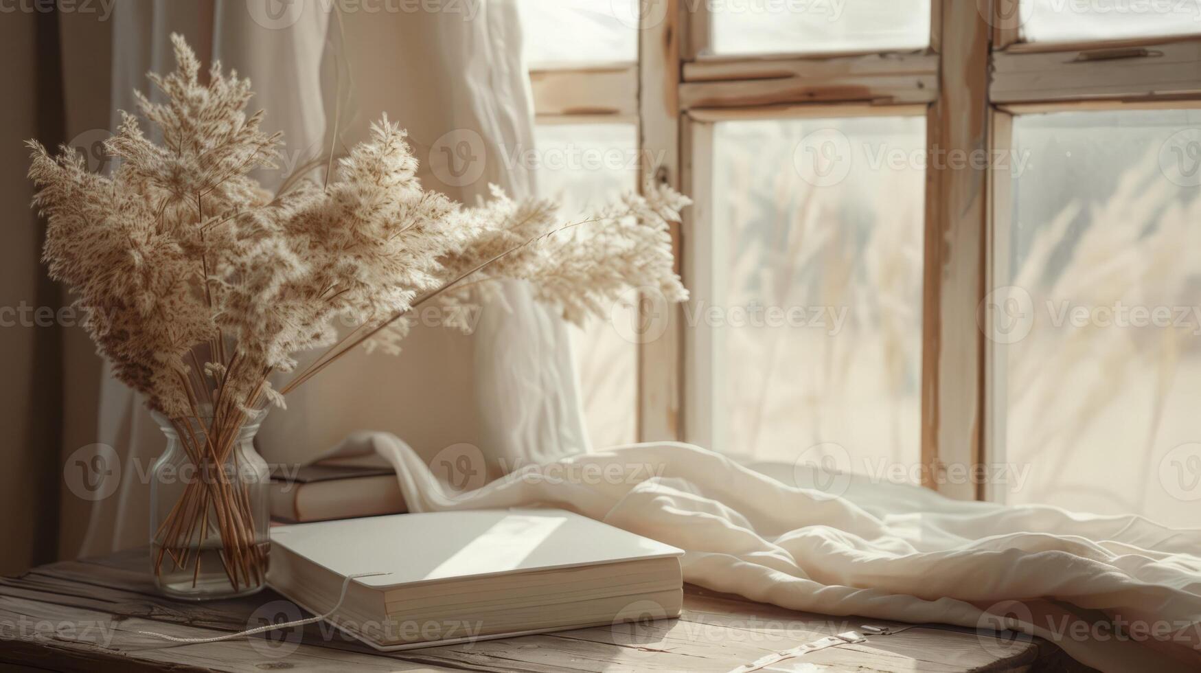 Boho decor in a home office in boho style, boho interior photo