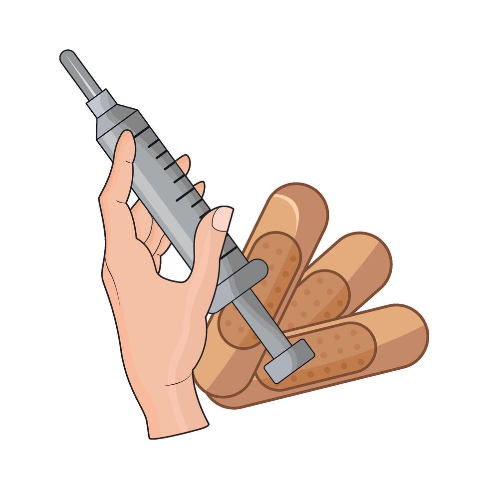 illustration of syringe with bandage vector