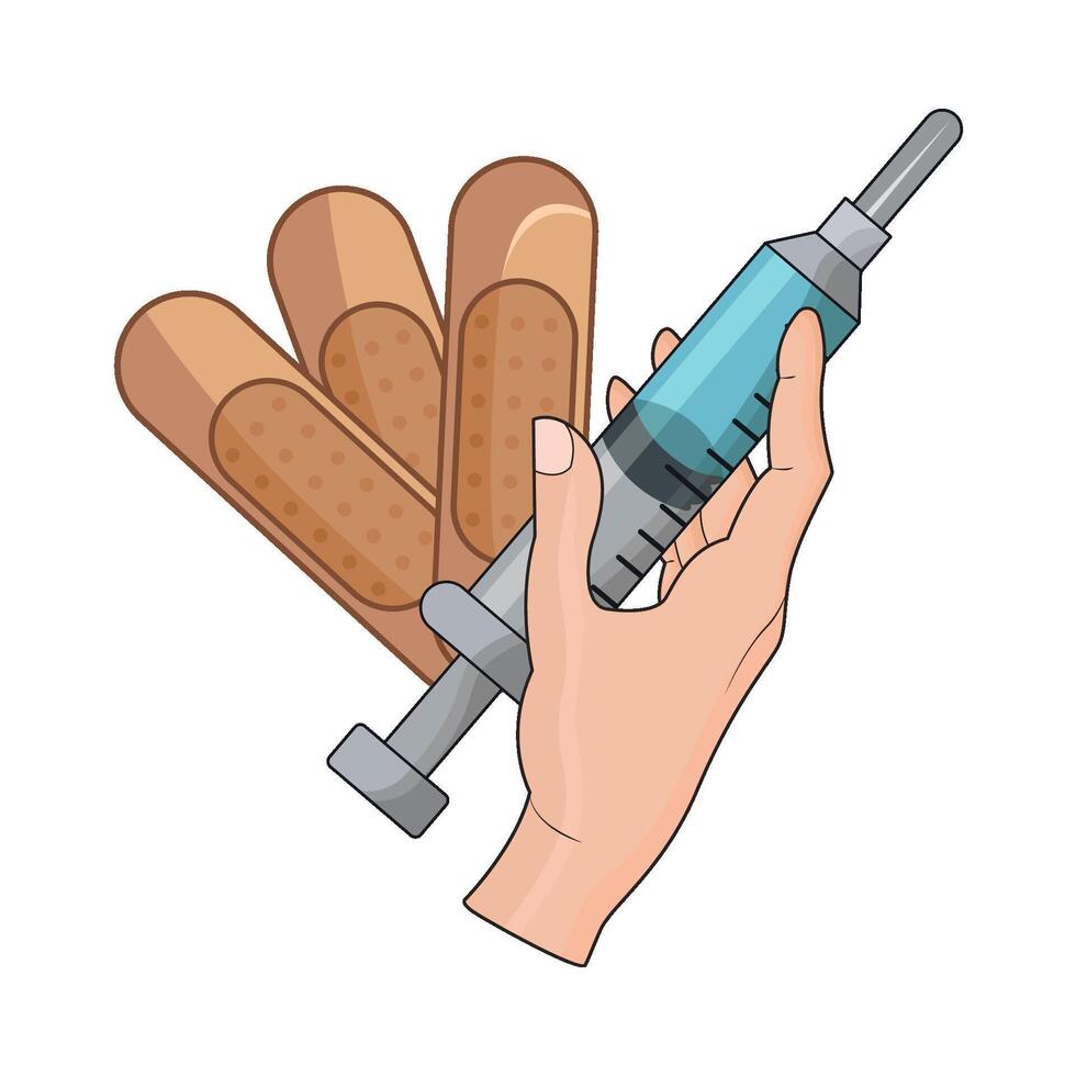 illustration of syringe with bandage vector