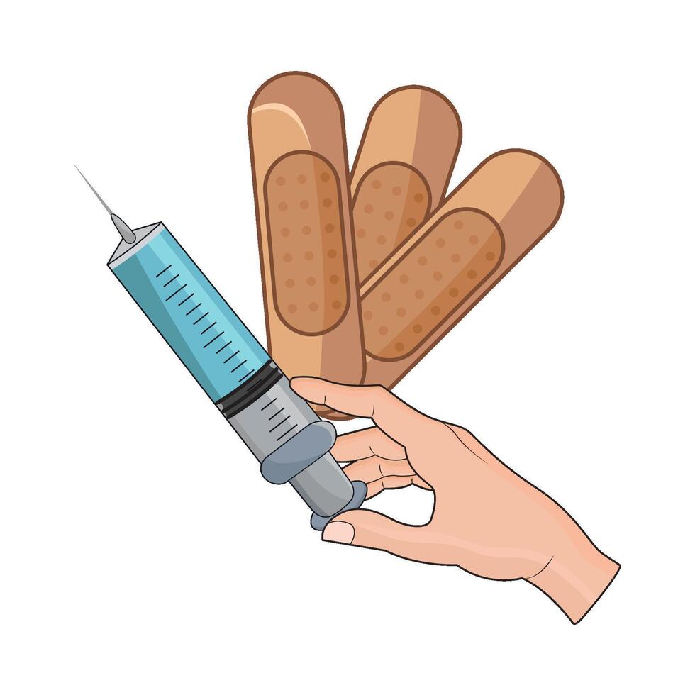 illustration of syringe with bandage vector