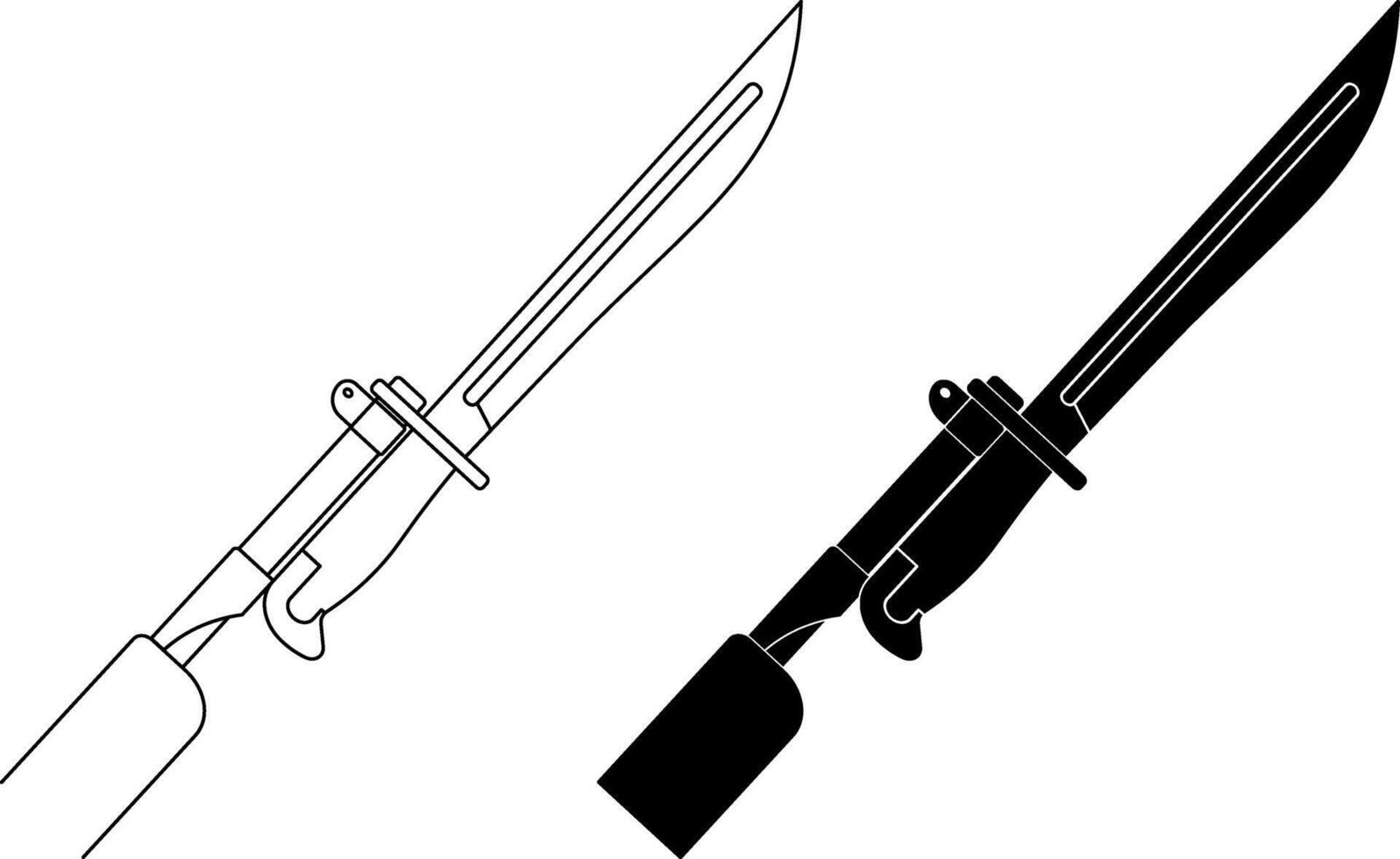 side view Bayonet knife icon set vector
