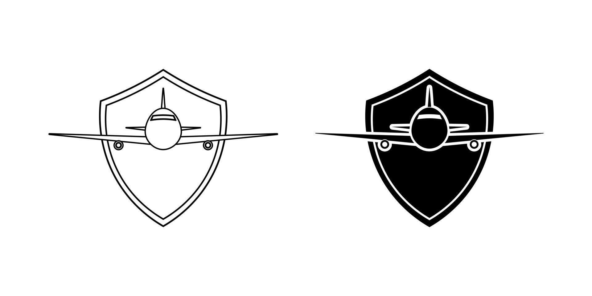avión proteger viaje seguro icono vector
