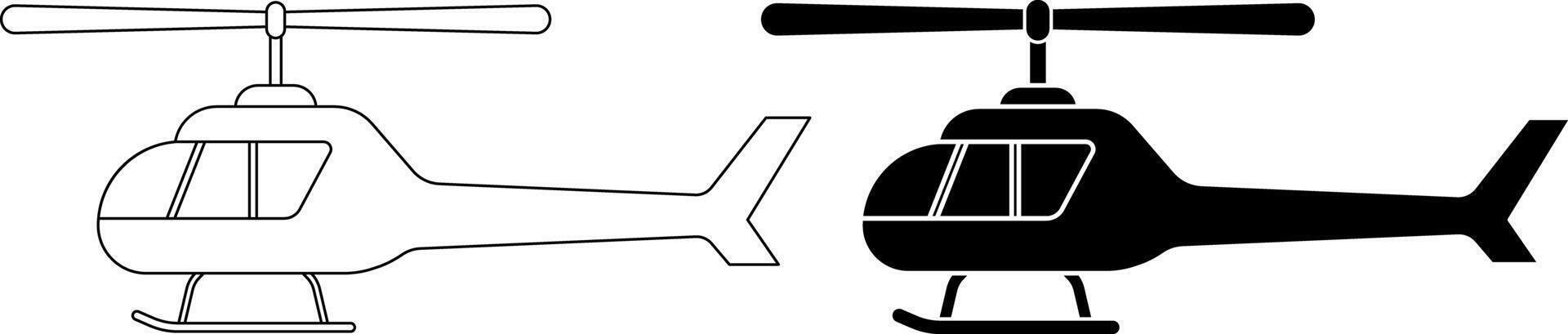side view Helicopter icon set vector