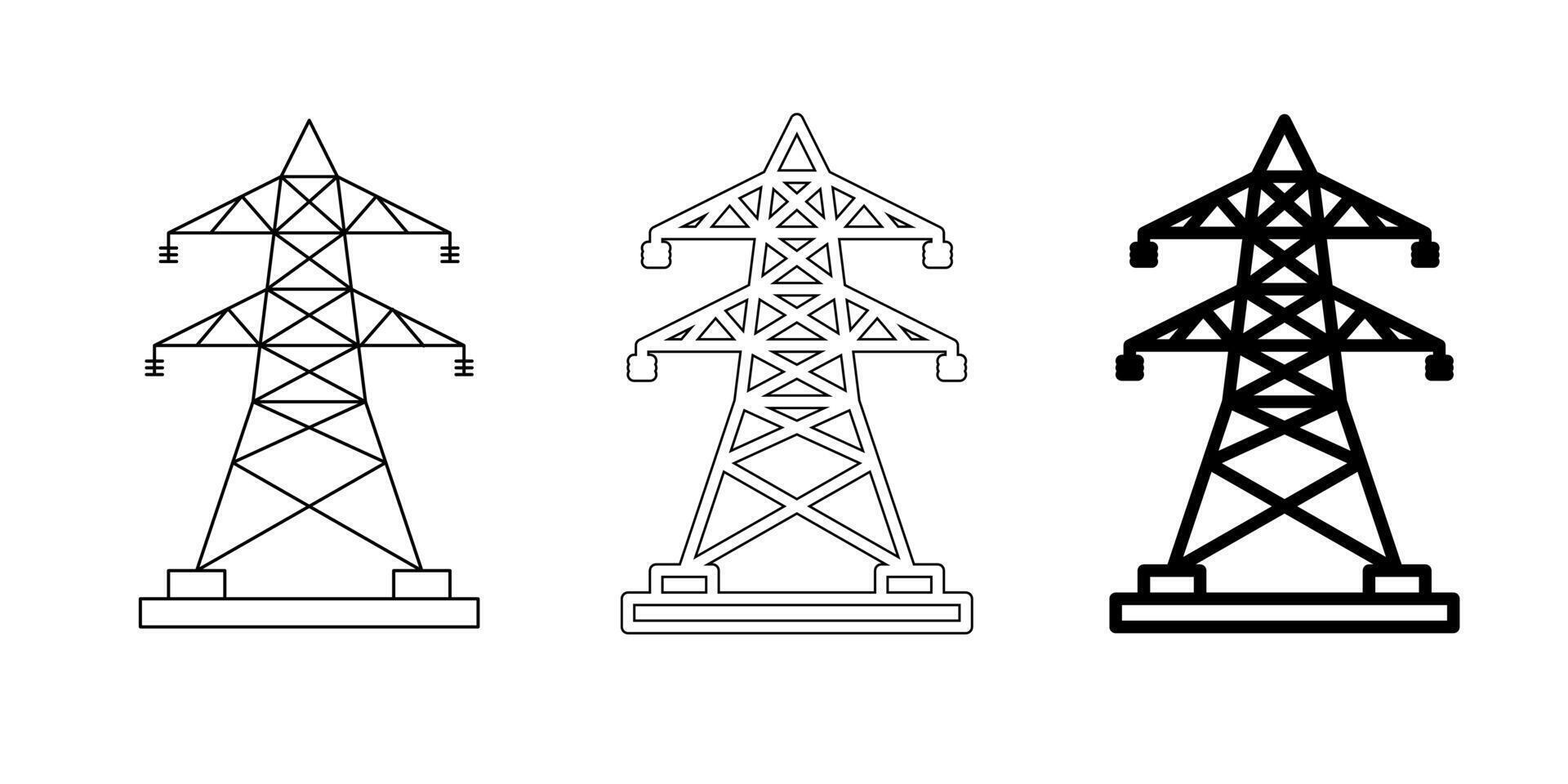 Transmission tower icon set isolated on white background vector