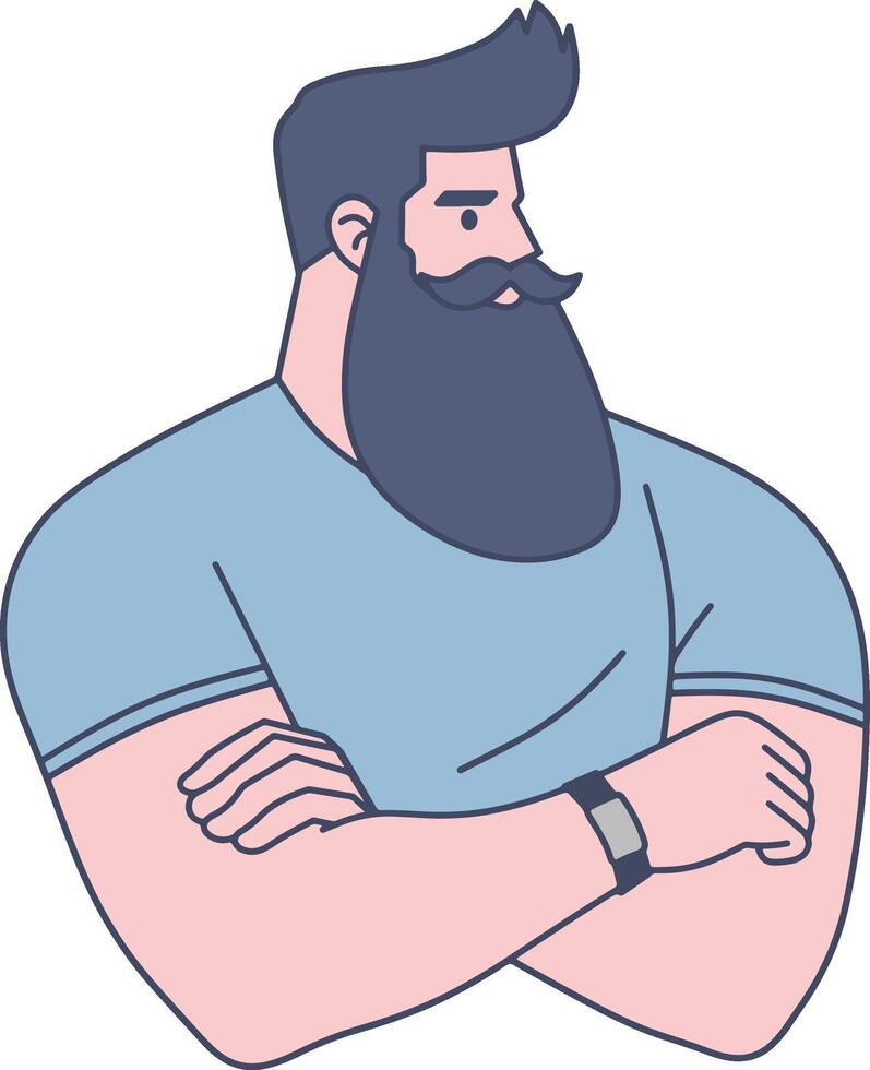 Bearded guy cartoon illustration vector