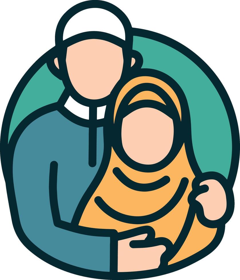 Muslim couple illustrations vector
