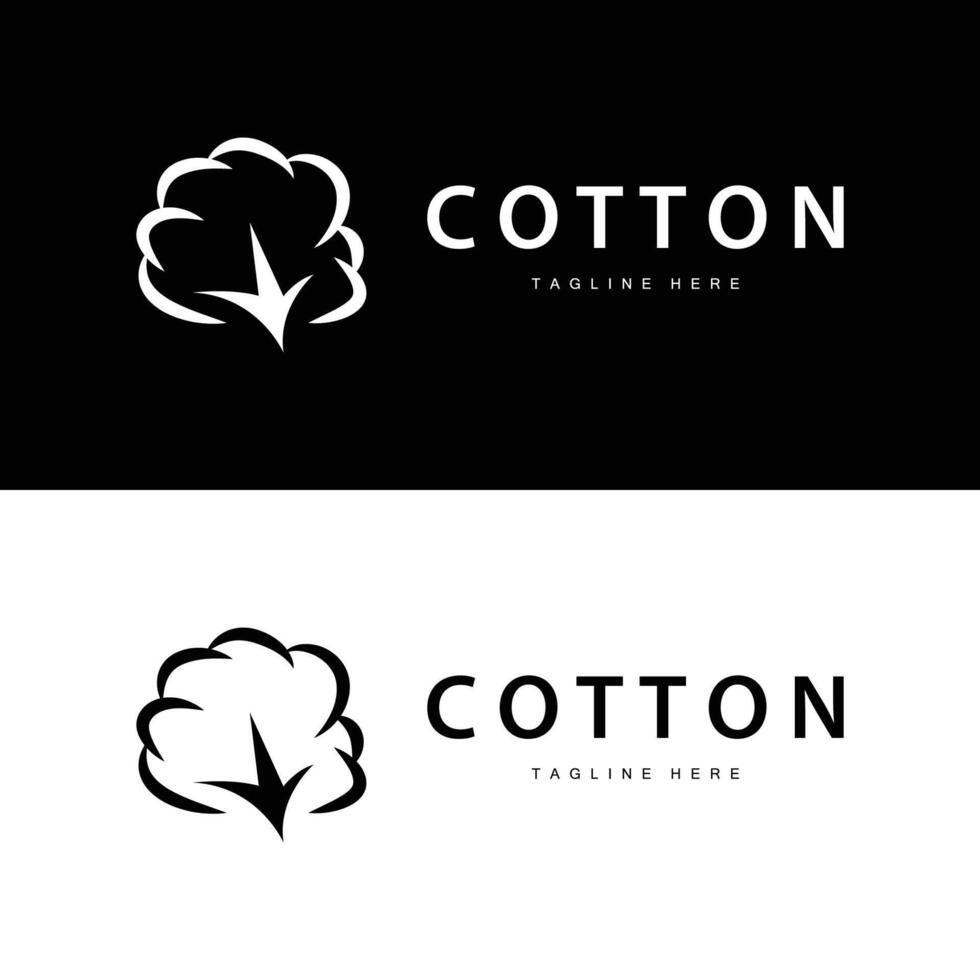 cotton logo design flower soft cotton organic plant textile material clothing illustration template vector