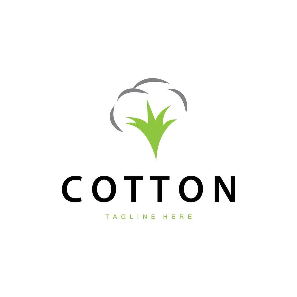 cotton logo design flower soft cotton organic plant textile material clothing illustration template vector