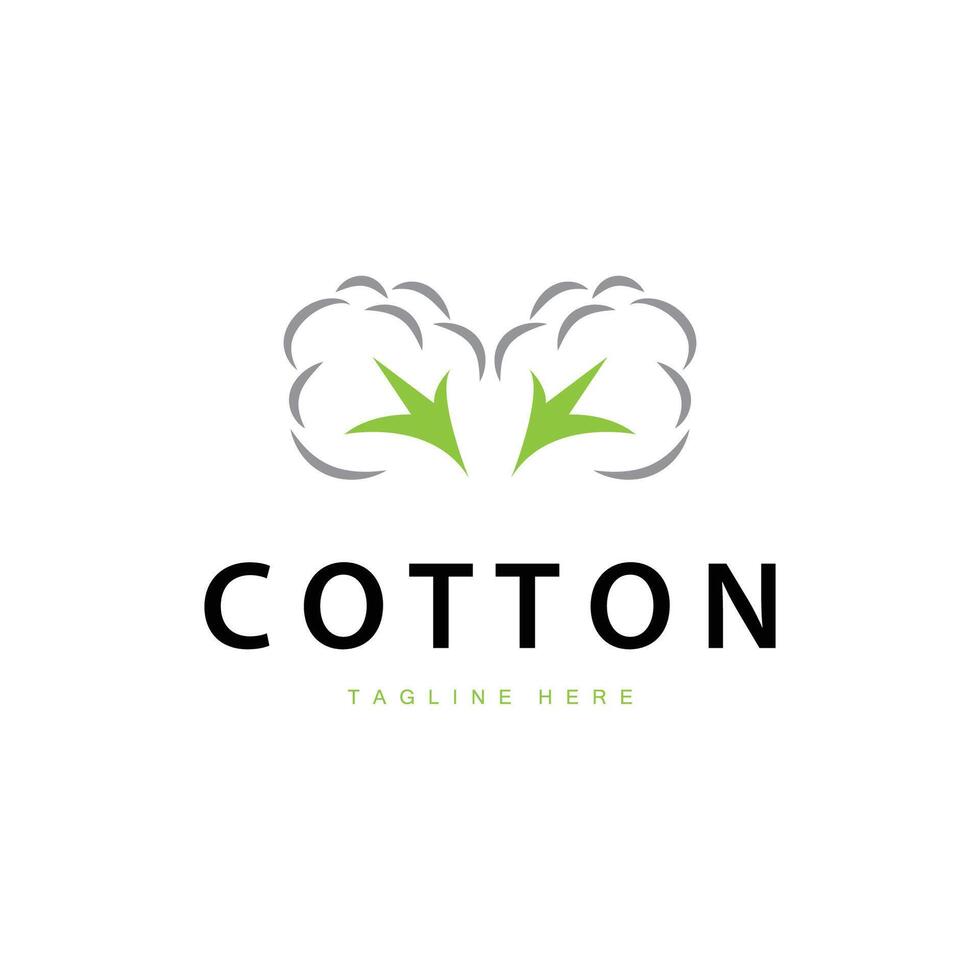 cotton logo design flower soft cotton organic plant textile material clothing illustration template vector