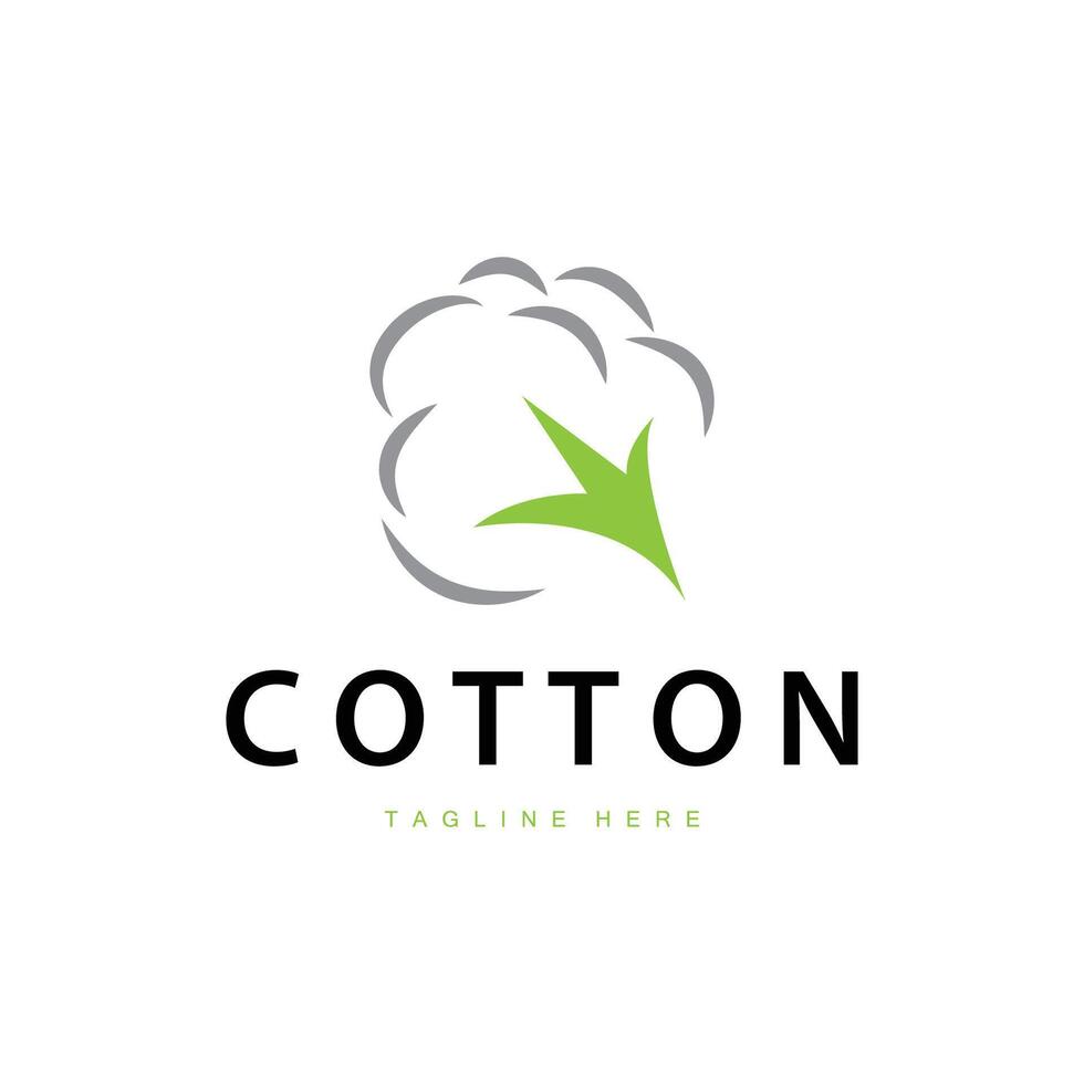 cotton logo design flower soft cotton organic plant textile material clothing illustration template vector