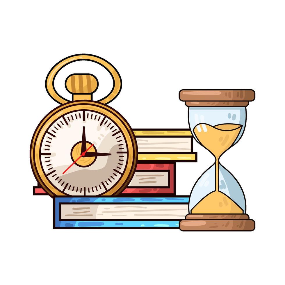 Illustration of clock on top of book vector