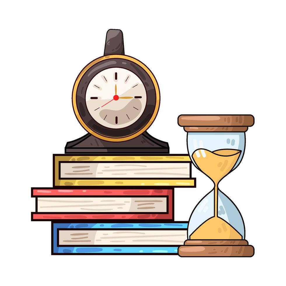 Illustration of clock on top of book vector