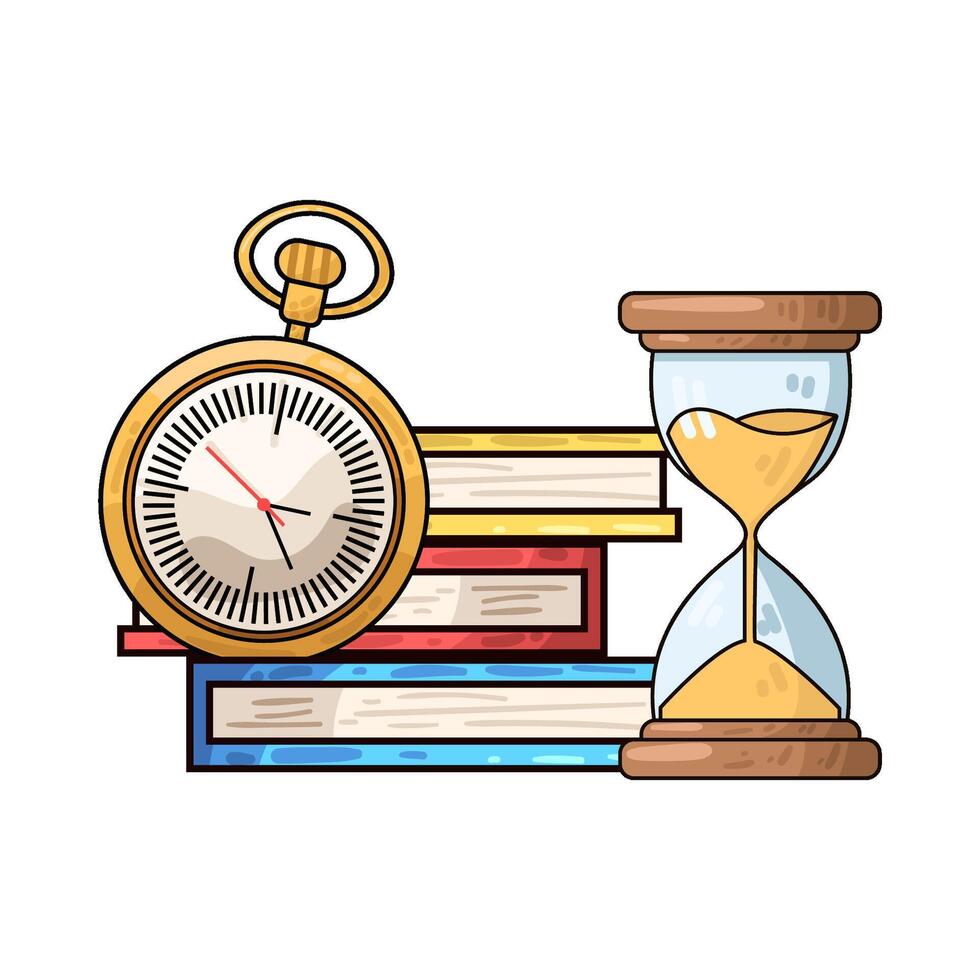 Illustration of clock on top of book vector