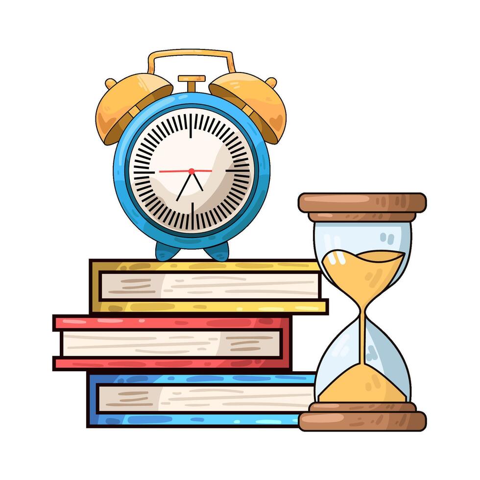 Illustration of clock on top of book vector