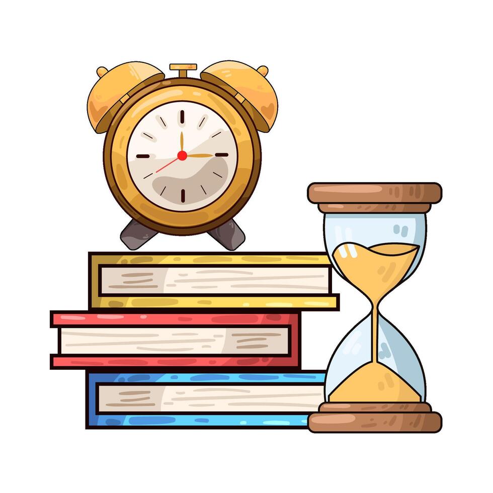 Illustration of clock on top of book vector