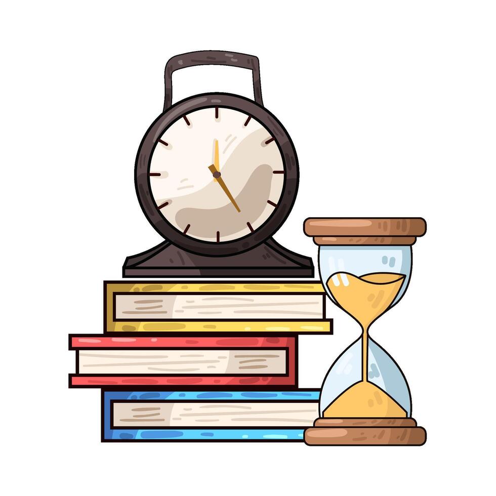 Illustration of clock on top of book vector