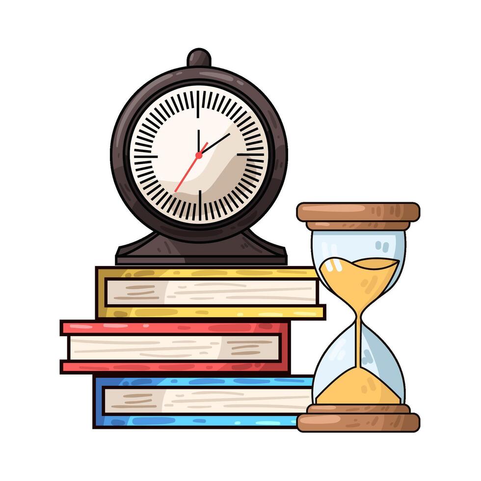 Illustration of clock on top of book vector