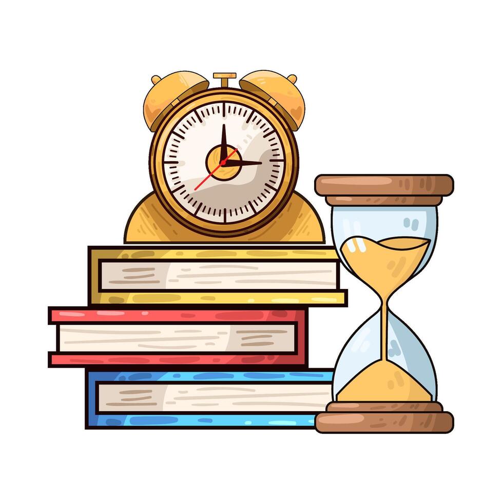 Illustration of clock on top of book vector