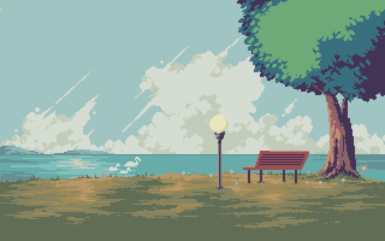 Pixel art illustration Park Background. Pixelated Park Background. Outside Park Background pixelated for the pixel art game and icon for website and game. old school retro. vector