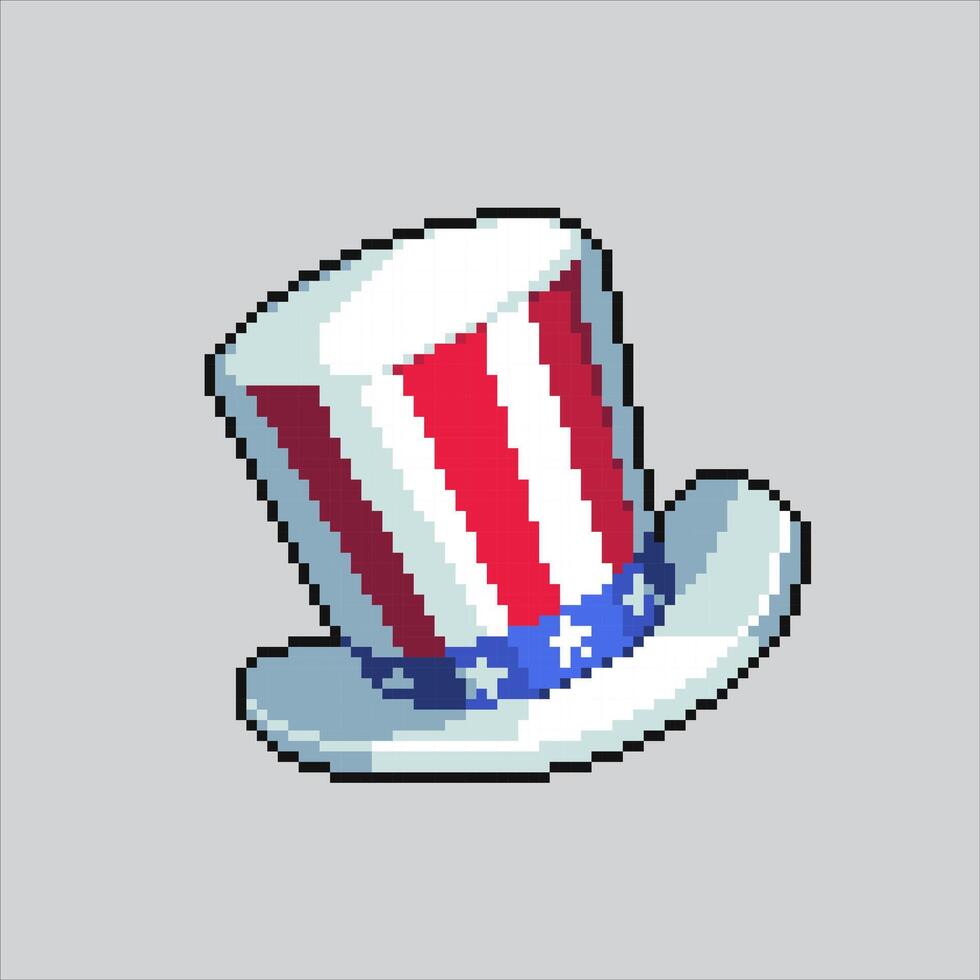 Pixel art illustration US Top Hat. Pixelated United States Hat. USA Top Hat Independence Day pixelated for the pixel art game and icon for website and game. old school retro. vector