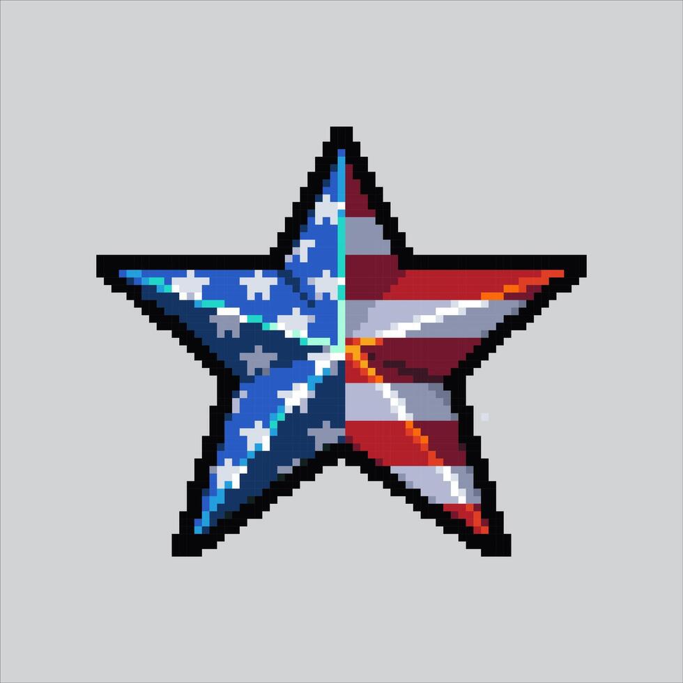 Pixel art illustration US Star. Pixelated United States Star. USA Star Independence Day pixelated for the pixel art game and icon for website and game. old school retro. vector