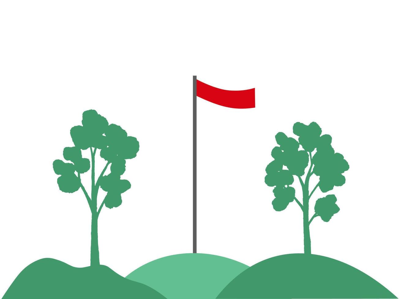 Indonesian Flag with Tree and House vector