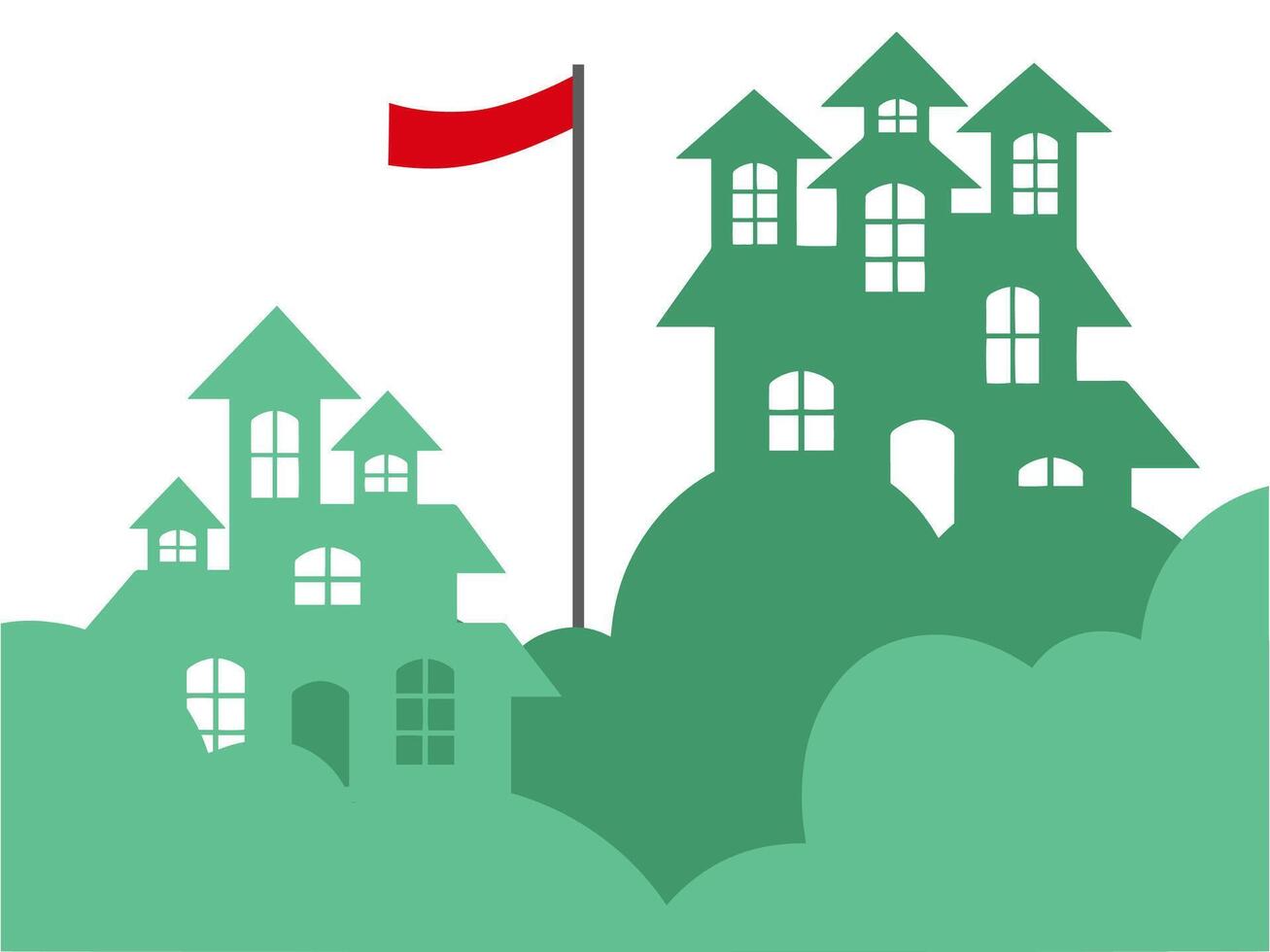 Indonesian Flag with Tree and House vector