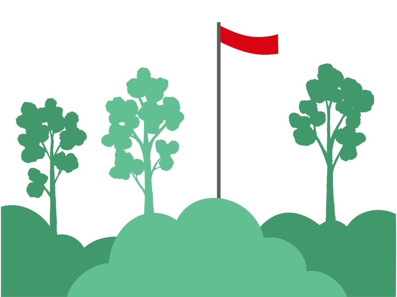 Indonesian Flag with Tree and House vector