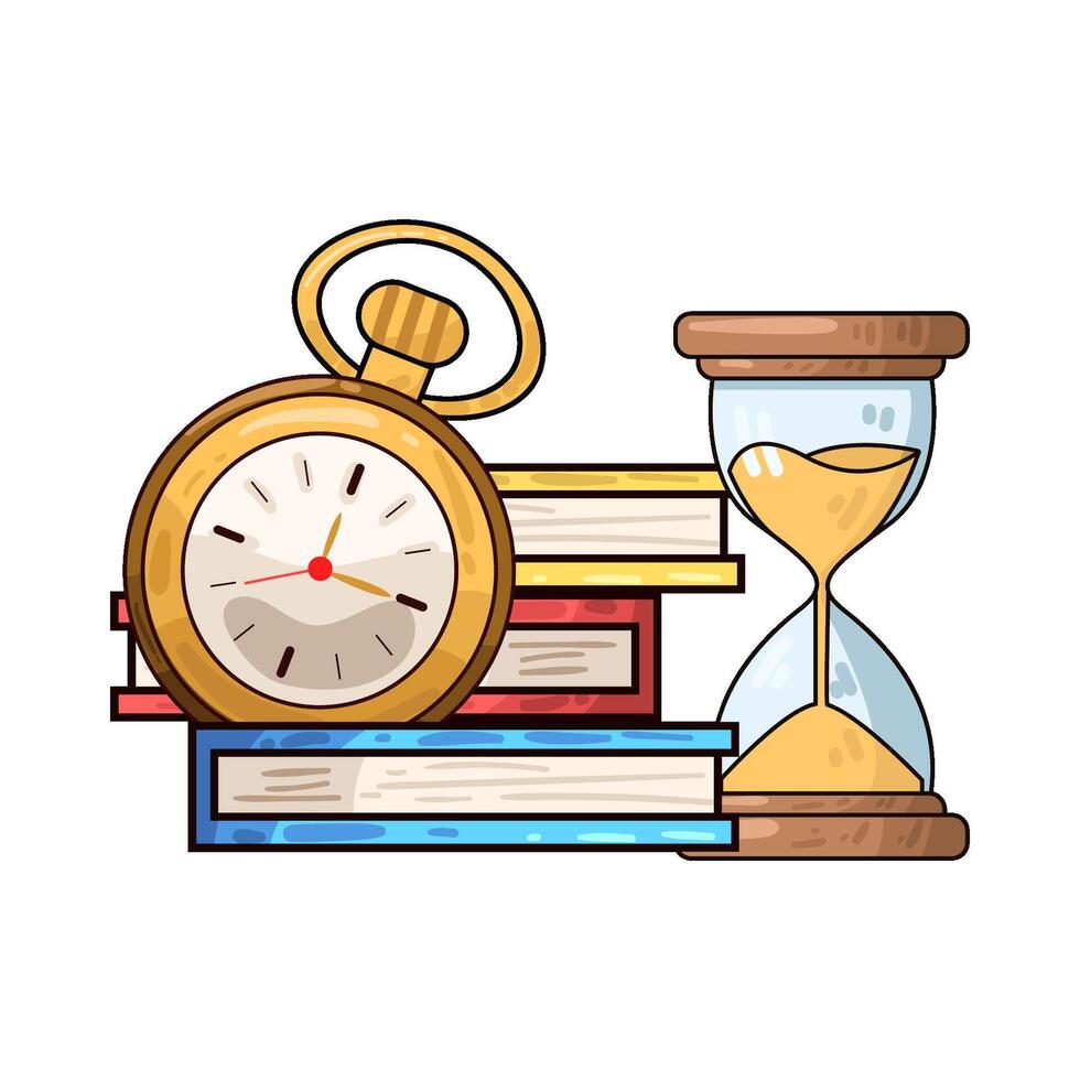 Illustration of clock on top of book vector