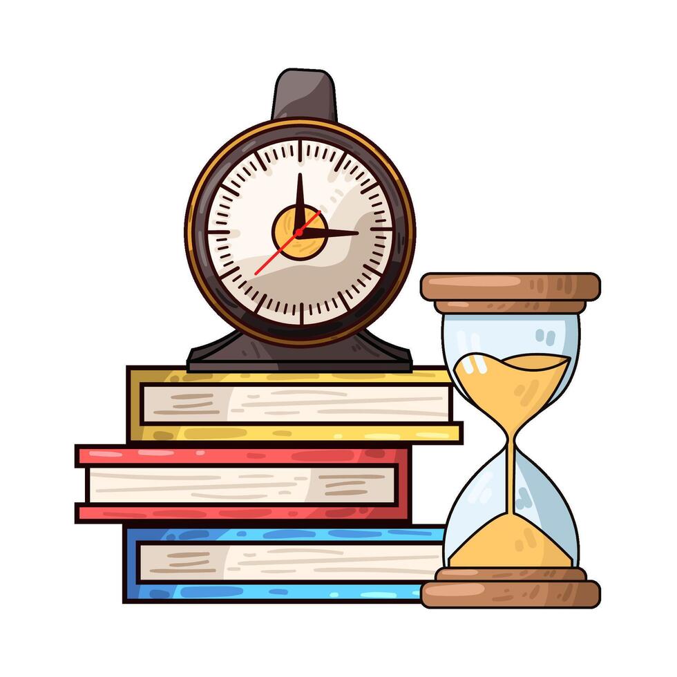 Illustration of clock on top of book vector