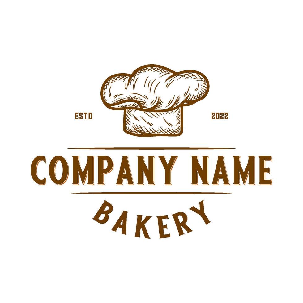 bakery logo design. with the concept of a chef's hat in a vintage style vector