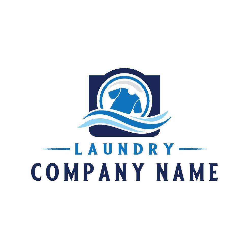 laundry logo design. t-shirt concept and water bubbles in the washing machine. for laundry business. vector