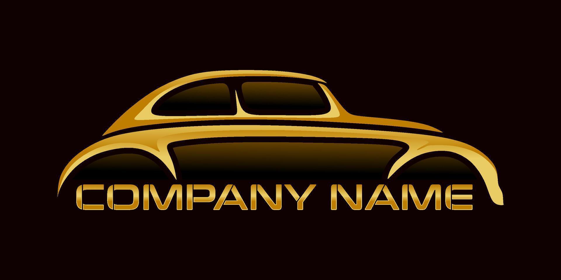 cassic car logo design with gold color suitable for automotive business vector