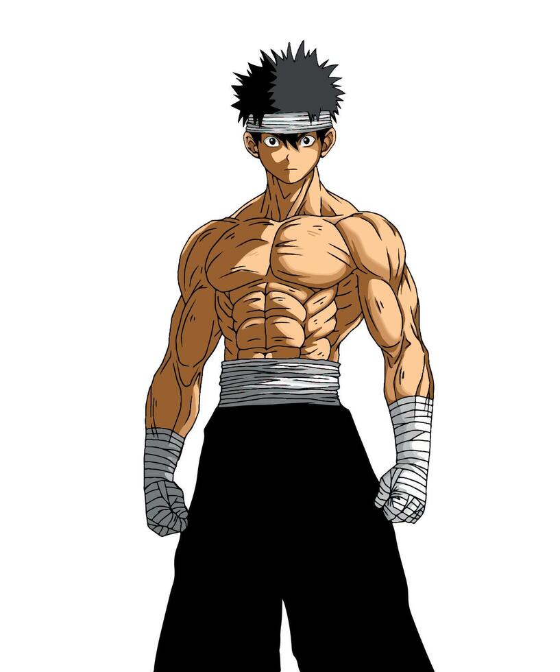 Original character of a muscular man that ready to fight vector