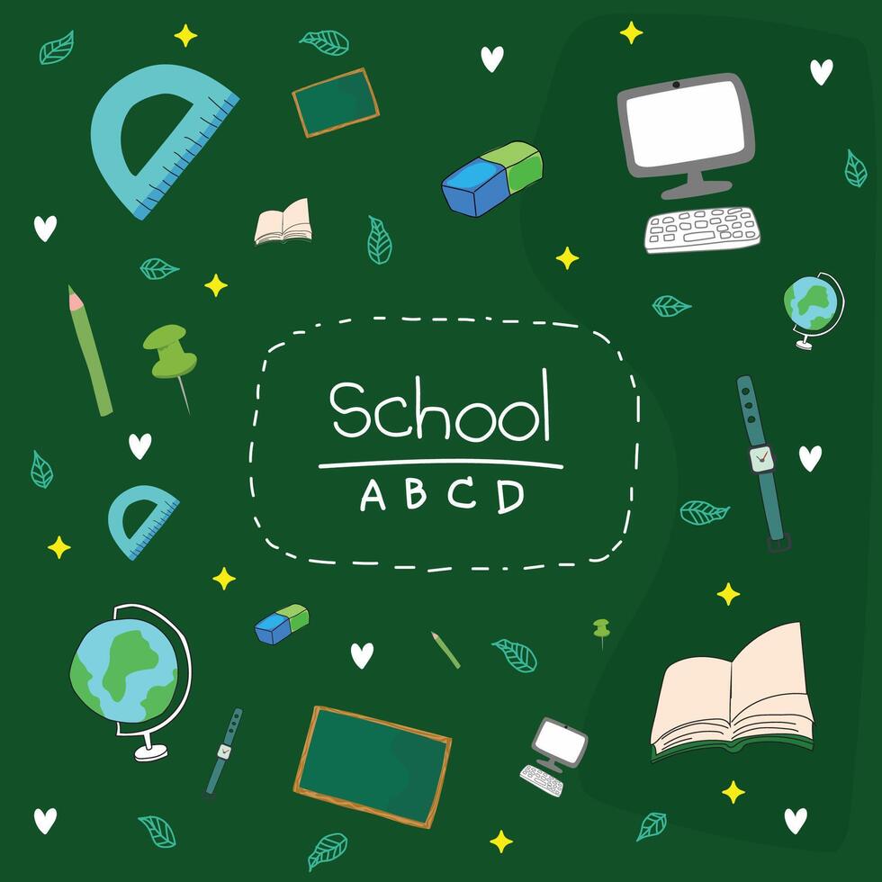Back to school on green board background. vector