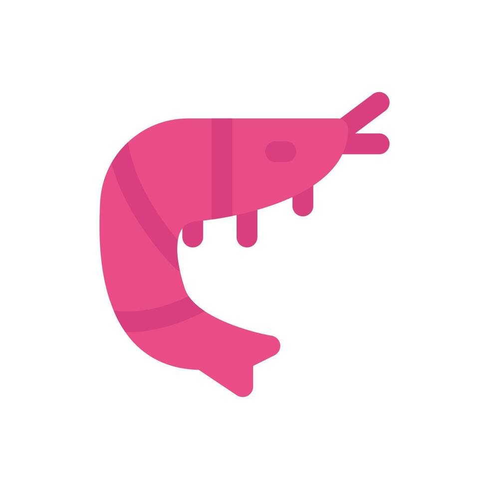 shrimp fish icon flat vector