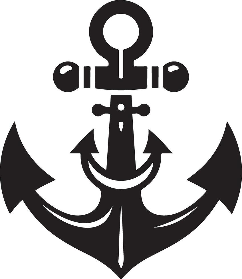 Marine Symbol Black Anchor Icon Flat Illustration Silhouette Style vector