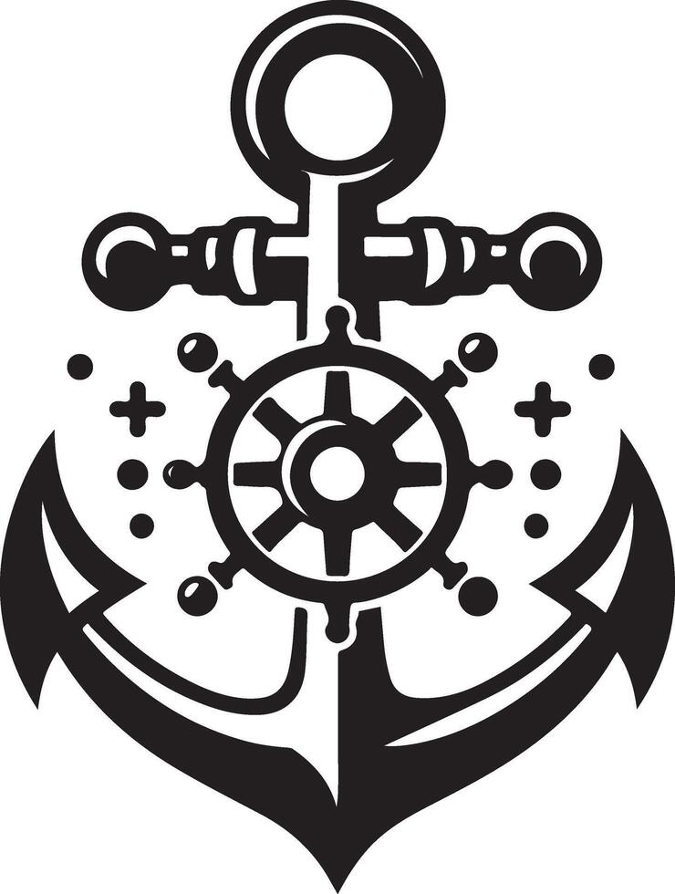 Marine Symbol Black Anchor Icon Flat Illustration Silhouette Style vector