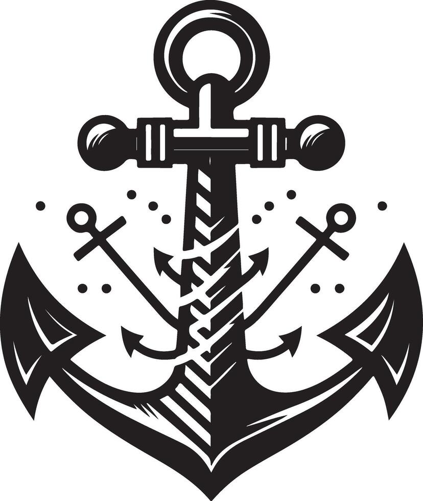 Marine Symbol Black Anchor Icon Flat Illustration Silhouette Style vector